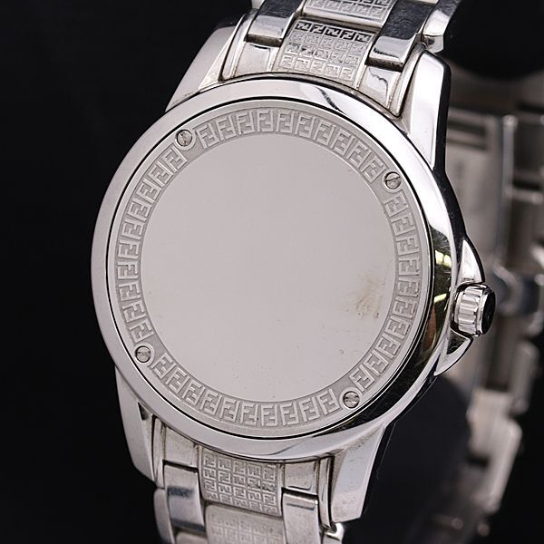 1円 箱付 稼働 良品 フェンディ 003-2200M-663 ダブルフェイス ホワイト文字盤 QZ デイト シリンダー メンズ腕時計 NSY 6696000 4JWYの画像2
