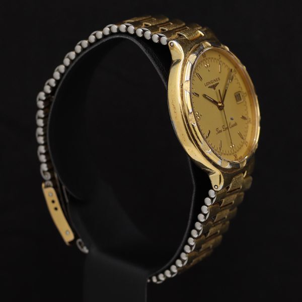1 иен работа Longines Conquest Date QZ Gold циферблат мужские наручные часы TKD 6696000 4JWY