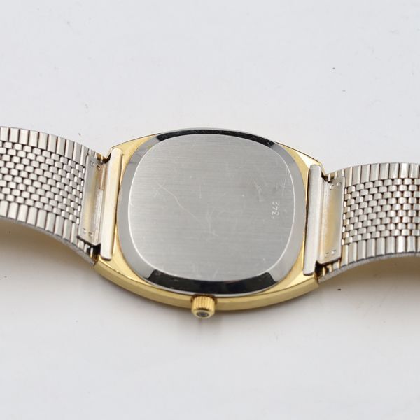 1円 稼働 オメガ デビル 1342 デイト QZ ゴールド文字盤 メンズ腕時計 TKD 5996100 4KHTの画像2