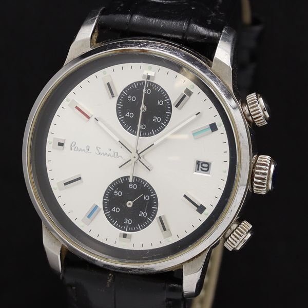 1 иен работа Paul Smith 1003smoseko Date QZ серебряный циферблат мужские наручные часы TKD 6696000 4JWY
