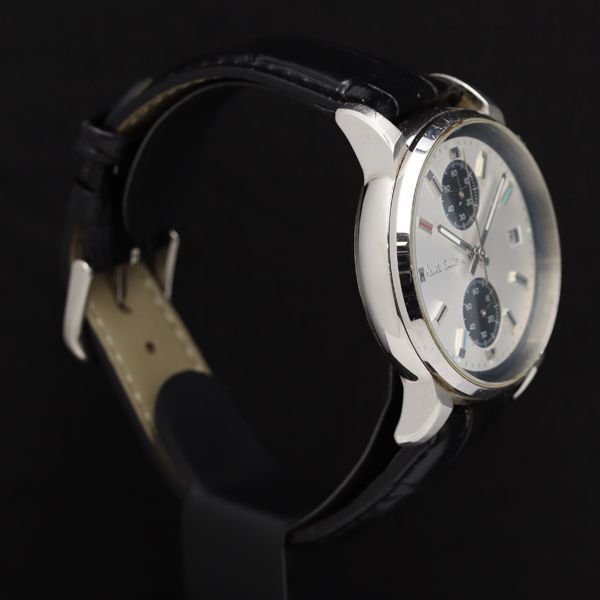 1円 稼働 ポールスミス 1003 スモセコ デイト QZ シルバー文字盤 メンズ腕時計 TKD 6696000 4JWYの画像2