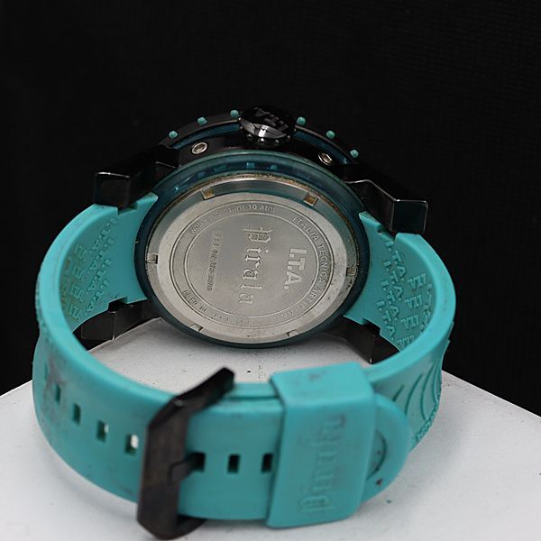 1円 稼働 良品 アイティーエー QZ ピラータ 100M 00.04.11 ブルー文字盤 デイト メンズ腕時計 TCY3797000 4NBG2の画像4