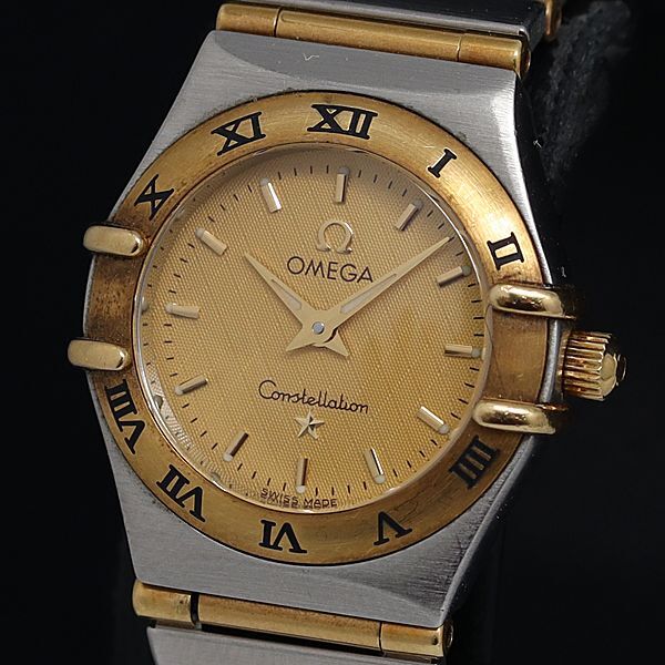 1円 稼動 良品 オメガ コンステレーション QZ ゴールド文字盤 フルバー レディース腕時計 OGI 0020900_画像1