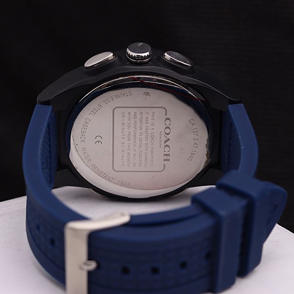 1円 稼働 コーチ QZ デジタル文字盤 ブルー クロノグラフ ラバー CA-137-2-47-1940 メンズ腕時計 KMR 0506000 4ERT_画像4