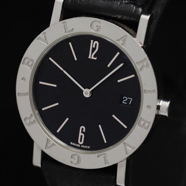 1円 稼働 ブルガリ ブルガリブルガリ BB33SL デイト QZ ブラック文字盤 メンズ腕時計 TKD 0024200 4ERTの画像1