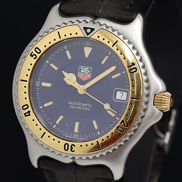 1 jpy guarantee / box attaching operation TAG Heuer cell W12151-K0 AT/ self-winding watch navy face Date rotation bezel men's wristwatch OGI 9506200 4DIT