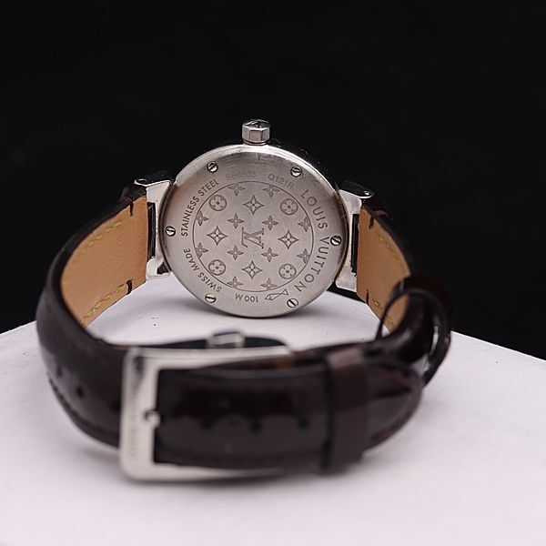1 иен с ящиком работа Louis Vuitton QZ раунд серебряный циферблат SB6503 Q121R женские наручные часы KMR 0033110 5BKT
