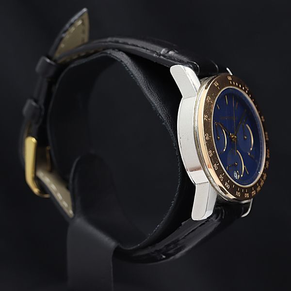 1 jpy operation Girard Perregaux B-696 7700 chronograph QZ Date blue face men's wristwatch KMR 0005500 5BKT