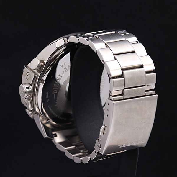1円 稼働 ディーゼル QZ ブラック文字盤 DZ-4308 クロノグラフ デイト メンズ腕時計 KMR 0055000 5MGT_画像3