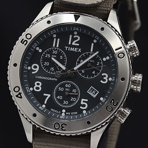 1 jpy operation Timex QZ chronograph Date black face T2N705 men's wristwatch KMR 8611100 5MGY