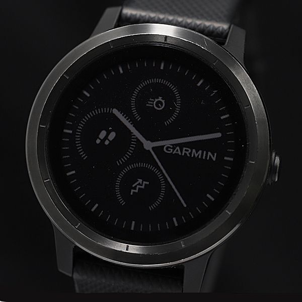 1円 箱付 稼働 GARMIN VIVOACTIVE3 デジタル文字盤 充電式 ブラック 充付き スマートウォッチ メンズ腕時計 KMR 2000000 5NBG1_画像1