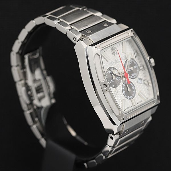 1 jpy guarantee / box attaching operation superior article ro belt kavali1G157.6 QZ silver face Date Chrono rek tongue gyula- men's wristwatch DOI 0079200 5BKT