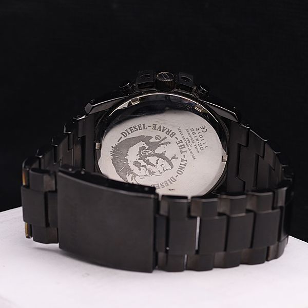 1円 稼働 ディーゼル QZ ブラック文字盤 DZ-4180 クロノグラフ メンズ腕時計 KMR 0495000 5BKY_画像4