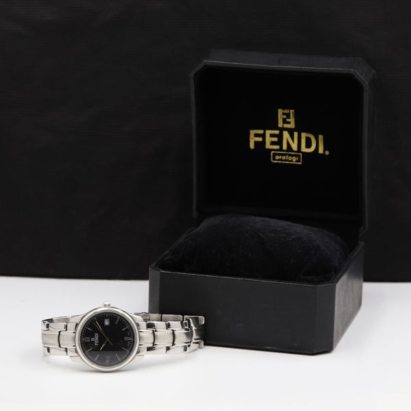 1 иен с ящиком работа Fendi 210G Date QZ черный циферблат мужские наручные часы TKD 2519000 5ANT