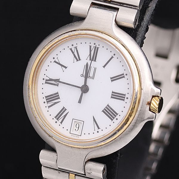 1 иен Dunhill millenium QZ белый циферблат Date раунд мужские наручные часы DOI 8611100 5MGY