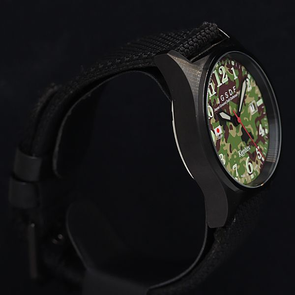 1円 保/箱付き 稼動 良品 ケンテックス JGSDF QZ 迷彩文字盤 デイト メンズ腕時計 OGH 0033000 5MGT_画像2