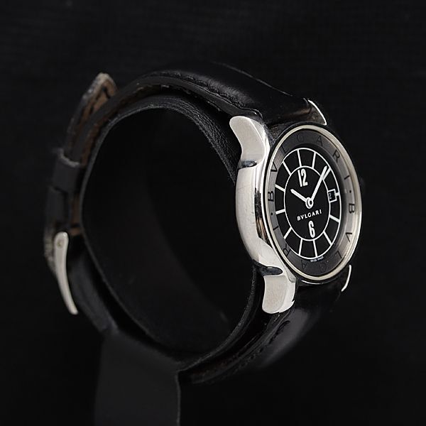 1円 ブルガリ ソロテンポ ST29S ラウンド 黒/銀文字盤 デイト QZ メンズ腕時計 NSY 9837300 5TLT_画像2