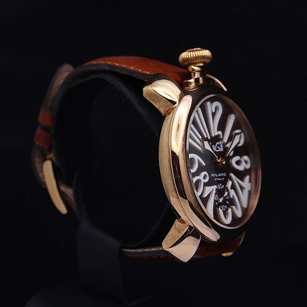 1 jpy box attaching operation GaGa Milano hand winding red face Manuale 48 men's wristwatch KMR 8611100 5MGY