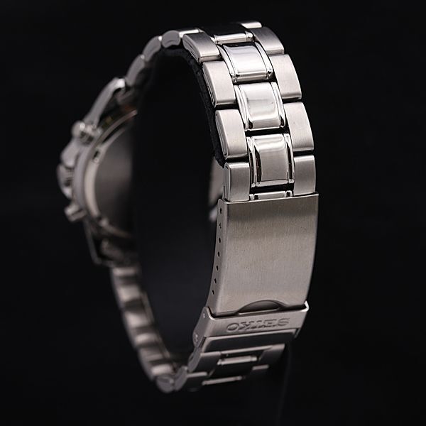 1 иен гарантия / с ящиком работа Seiko хронограф 100M QZ 7T92-0DW черный циферблат мужские наручные часы KMR 8611100 5MGY