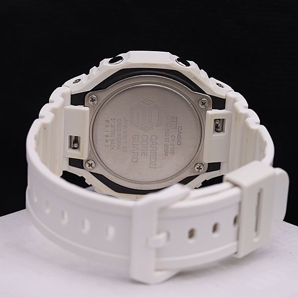 1円 保/箱付 稼働 カシオ GA-2100 QZ ブラック/デジタル文字盤 ホワイト メンズ腕時計 KMR 8611100 5MGY_画像4