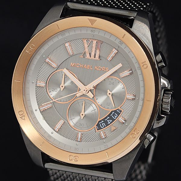 1 jpy box / guarantee attaching operation superior article Michael Kors MK-8868 QZ gray face Date chronograph men's wristwatch KTR 0916000 5NBG1