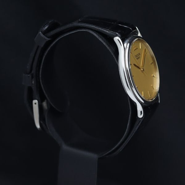1 иен гарантия / с ящиком работа хорошая вещь Seiko Credor 8J81-6A30 QZ Gold циферблат мужские наручные часы TKD 0916000 5NBG1