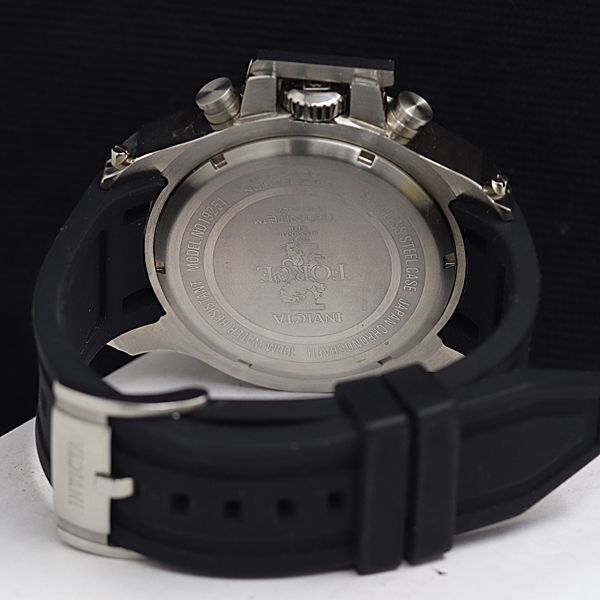 1円 箱付 稼動 良品 インヴィクタ 19251 QZ 黒文字盤 デイト クロノグラフ メンズ腕時計 KTR 0916000 5NBG1_画像4