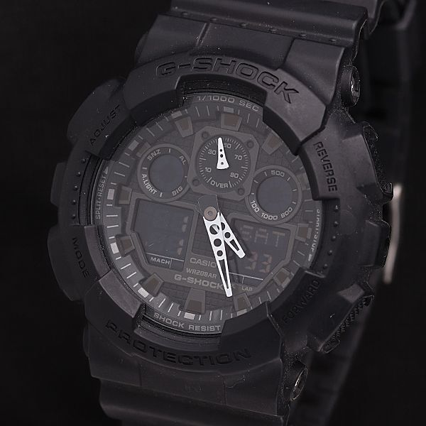 1円 保/箱付 稼働 良品 カシオ G-SHOCK GA-100 QZ デジアナ ラバーベルト メンズ腕時計 DOI 0916000 5NBG1_画像1