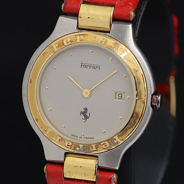 1 jpy box attaching operation Ferrari 26216 QZ gray face Date lady's wristwatch KTR 0916000 5NBG1