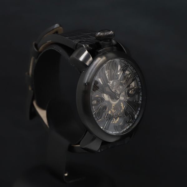 1 jpy operation hand winding superior article guarantee / box attaching GaGa Milano Manuale 48 48451 skeleton face men's wristwatch KRK 0916000 5NBG1