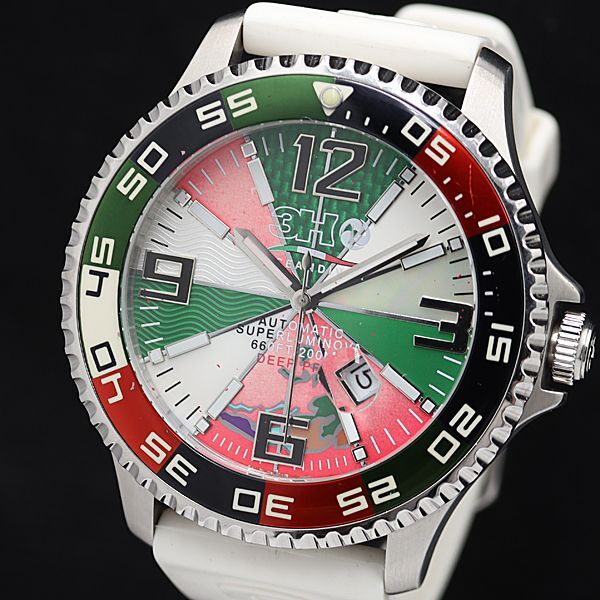 1 jpy operation 3Hto rare ka deep Pro M0846 200m Date Raver multicolor face AT/ self-winding watch men's wristwatch NSY 0916000 5NBG1