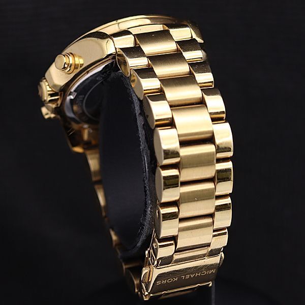 1 jpy guarantee / box attaching operation Michael Kors MK-5798 QZ Gold face Date chronograph round men's wristwatch DOI 0916000 5NBG1