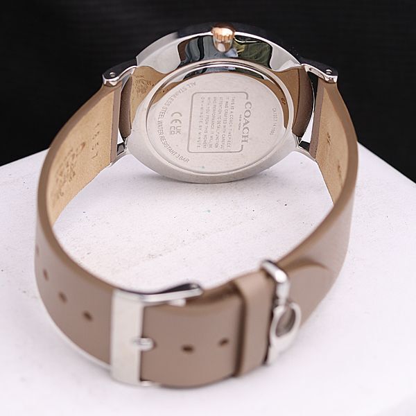 1 jpy operation superior article Coach CA.120.7.14.1595 QZ silver face cylinder leather belt men's wristwatch DOI 0916000 5NBG1