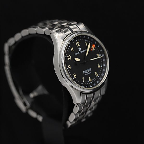 1 иен работа Revue Thommen AT воздушный скорость 8110004 чёрный циферблат раунд мужские наручные часы TCY0916000 5NBG1