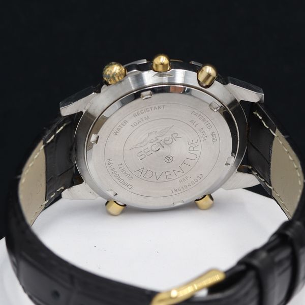 1円 稼動 良品 セクター QZ クロノグラフアラーム ラウンド シルバー文字盤 メンズ腕時計 0594000 5MGT MTM_画像4
