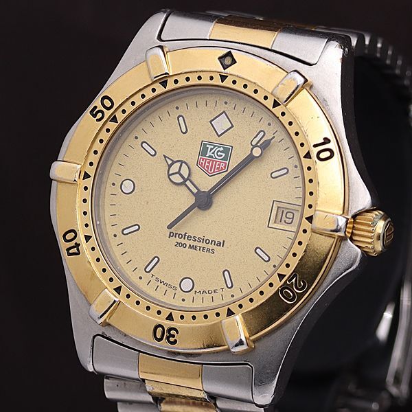 1円 タグホイヤー QZ 964.006-2 ゴールド文字盤 デイト ラウンド メンズ腕時計 TCY 0551100 5ERT_画像1
