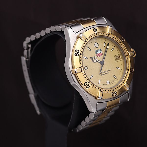1円 タグホイヤー QZ 964.006-2 ゴールド文字盤 デイト ラウンド メンズ腕時計 TCY 0551100 5ERT_画像2