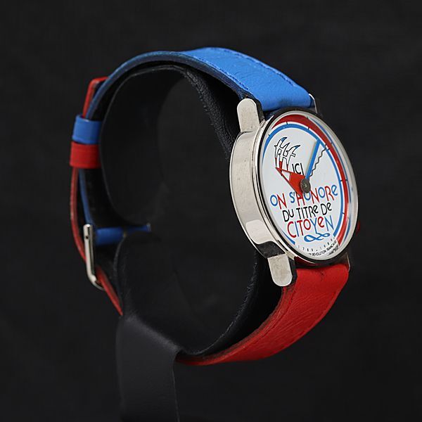 1円 稼働 アランシルベスタイン フランス革命200周年記念モデル QZ トリコロール 白文字盤 メンズ腕時計 KMR 3973200 5APT_画像2