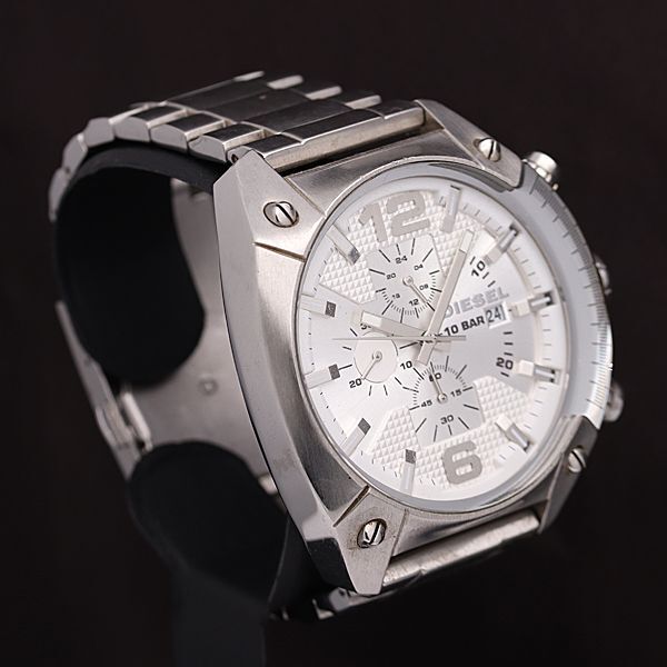 1 jpy operation superior article diesel QZ DZ-4203 silver face chronograph Date round men's wristwatch TCY 0916000 5NBG1