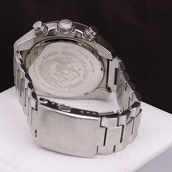 1 jpy operation superior article diesel QZ DZ-4203 silver face chronograph Date round men's wristwatch TCY 0916000 5NBG1