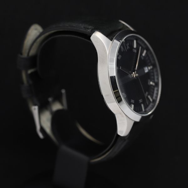1円 アルマーニエクスチェンジ AX2101 デイト QZ ブラック文字盤 メンズ腕時計 TKD 0916000 5NBG1_画像2