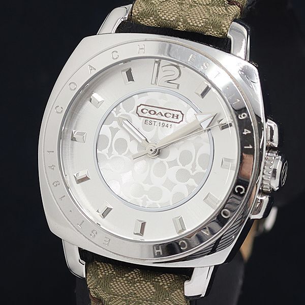 1 иен работа хорошая вещь QZ Coach CA.64.7.14.0606 30m signature серебряный циферблат женские наручные часы OKZ 0916000 5NBG1