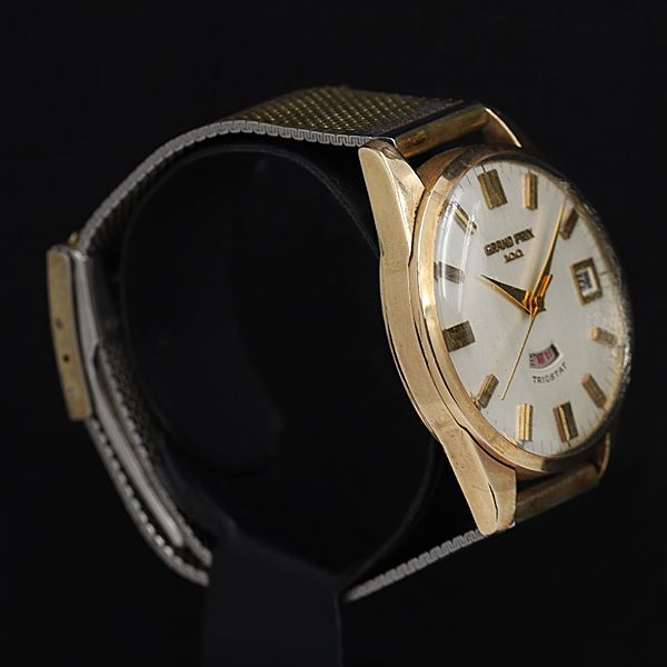 1 иен работа Grand pliks100 Trio шипованный S45417 AT/ самозаводящиеся часы серебряный циферблат дата раунд мужские наручные часы NSY 4930200 5APT