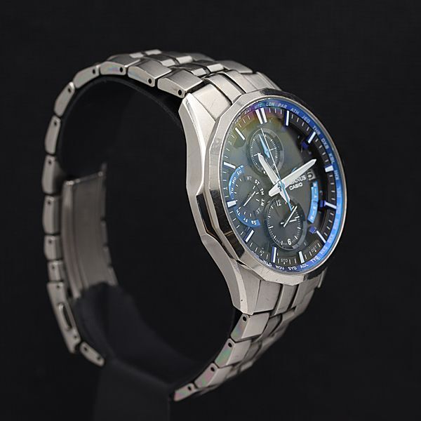 1 иен работа Casio Oceanus OCW-S3000 раунд чёрный циферблат дата радиоволны солнечный мужские наручные часы NSY 4930200 5KHT