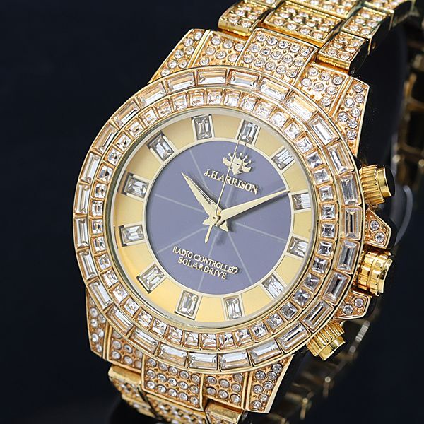 1 иен John - lison сияющий солнечный камень имеется бриллиантовая оправа раунд Gold × темно-синий циферблат мужские наручные часы INB 0916000 5NBG1