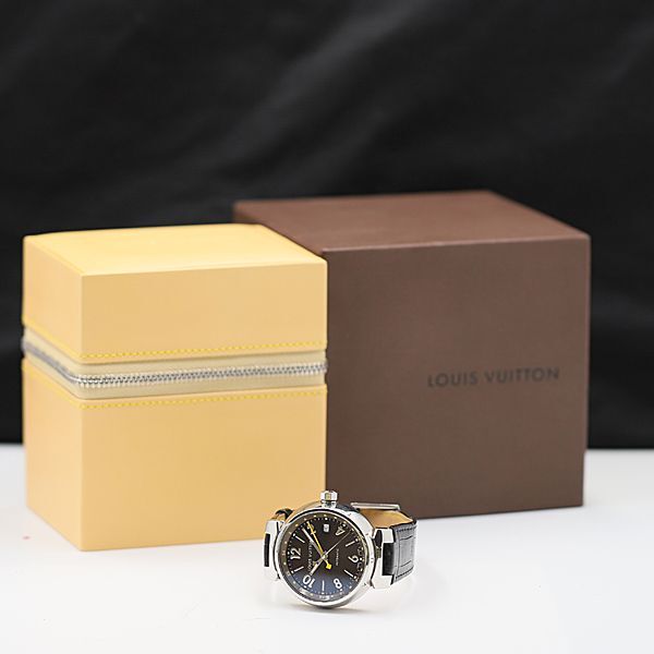 1 иен с ящиком работа хорошая вещь Louis Vuitton AT RU7899 Brown циферблат Date раунд мужские наручные часы TCY0827310-030 5ANT