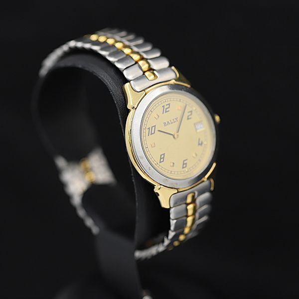 1 jpy operation superior article Bally QZ 13574 73.01 Gold face Date round lady's wristwatch TCY 8611100 5MGY
