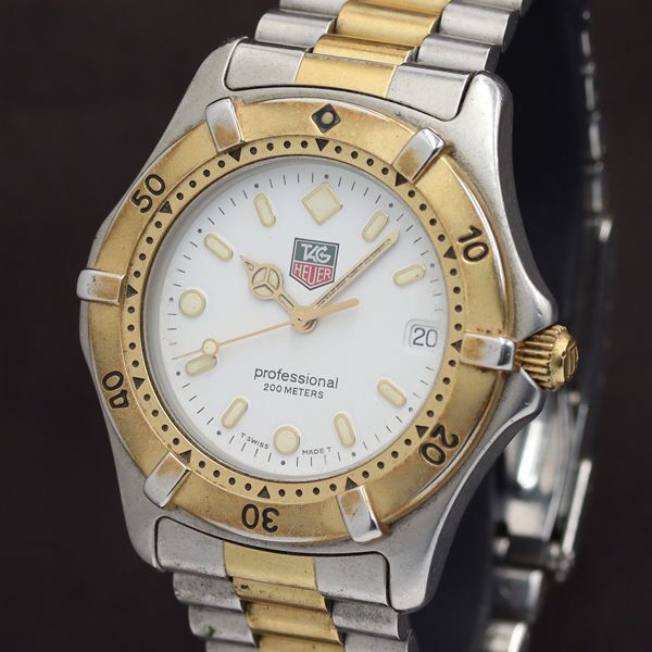 1 jpy TAG Heuer WE1122-R Professional 200m QZ Date white face men's wristwatch TKD 1397000 5KHT