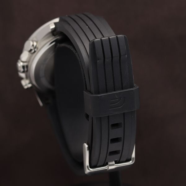 1 jpy guarantee / box attaching operation superior article Casio Edifice 5686 ECB-30 QZ black face men's wristwatch TKD 4686000 5ANT