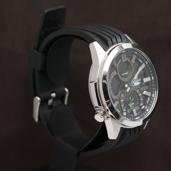 1 jpy guarantee / box attaching operation superior article Casio Edifice 5686 ECB-30 QZ black face men's wristwatch TKD 4686000 5ANT